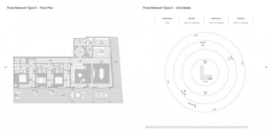 Apartment floor plan «TYPE D», 3 bedrooms in ARMANI BEACH RESIDENCES