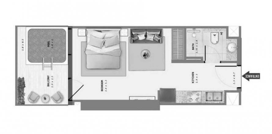 Byt v Samana Barari Lagoons v Majan, Dubai, SAE 39.35 m² Č.: 568977