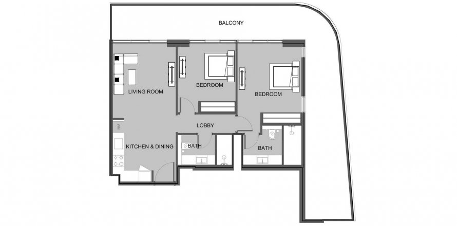 Apartman u The Boulevard u Dubai Land, UAE 117 m2, 2 spavaćih soba Br. 573660