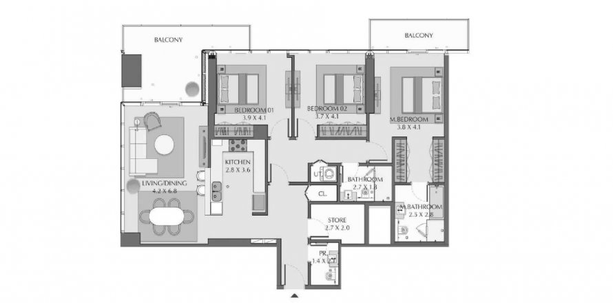 Byt v WASL 1 RESIDENCES v Al Wasl, Dubai, SAE 3 ložnice, 153.42 m² Č.: 420235