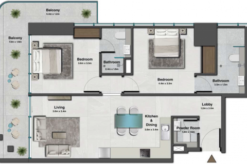Byt v Dubai, SAE 3 ložnice, 97 m² Č.: 599627 - fotografie 11