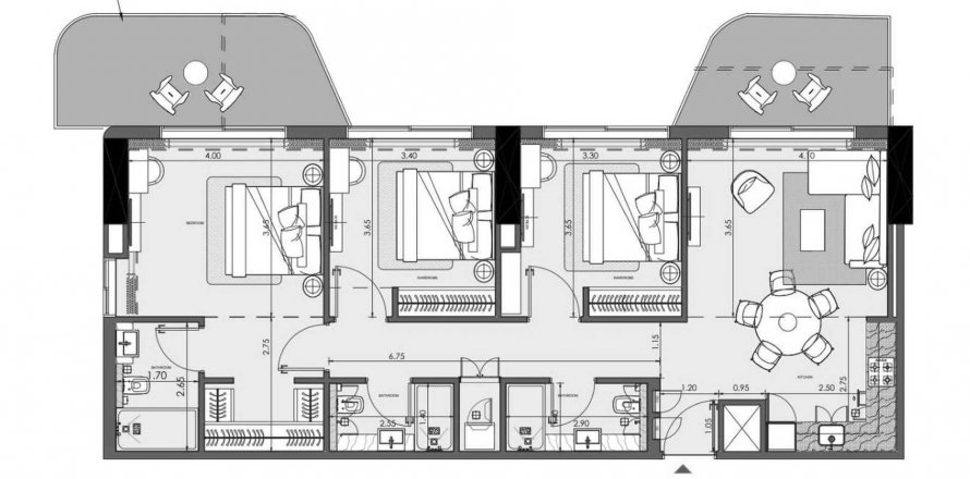 Byt v Azizi Wasel v Dubai, SAE 3 ložnice, 129.01 m² Č.: 564942