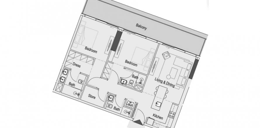 Apartament në 15 Cascade në Motor City, Dubai, Emiratet e Bashkuara Arabe 2 dhoma gjumi, 117.91 m2. № 580143