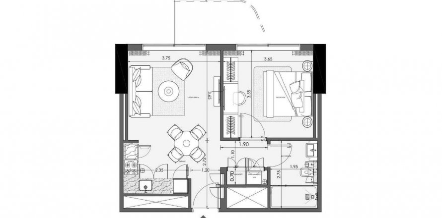 Apartmen di Azizi Wasel di Dubai, UAE 1 bilik tidur, 58.56 meter persegi № 564938