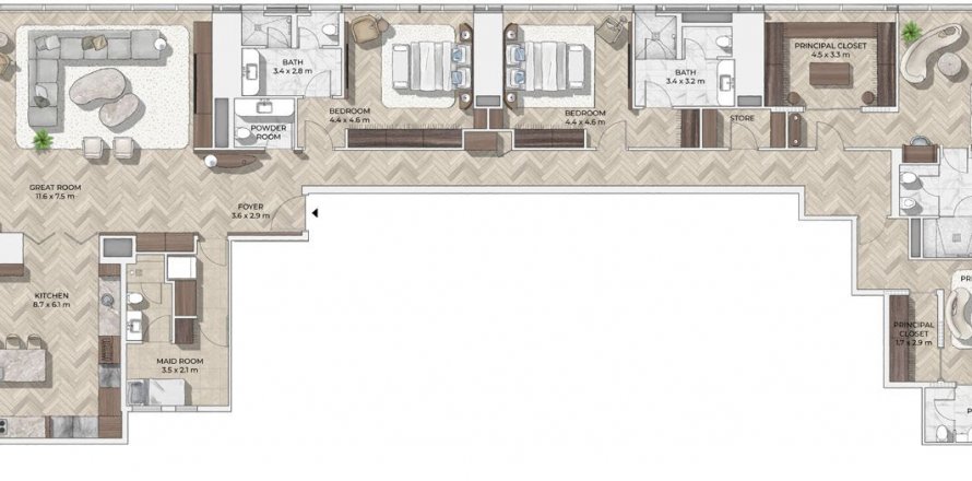 Byt v Mr.C Residences Downtown v City Walk, Dubai, SAE 4 ložnice, 490 m² Č.: 578610