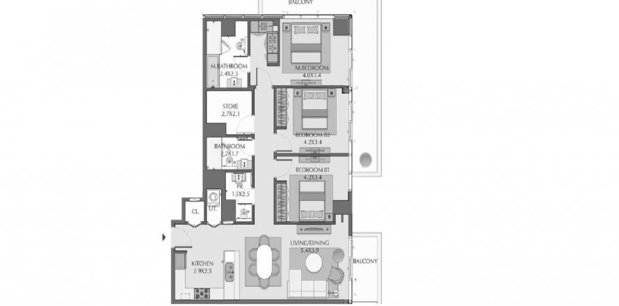 Byt v WASL 1 RESIDENCES v Al Wasl, Dubai, SAE 3 ložnice, 158.92 m² Č.: 420236