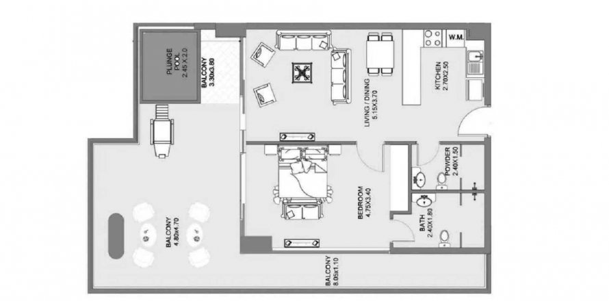 Apartment in Park Beach Residence 2 in Al Marjan Island, Ras Al Khaimah, UAE 1 bedroom, 106.49 sq.m. № 573073