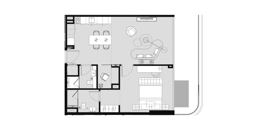 Планировка 1 спальня в ЖК Sunset Bay 4