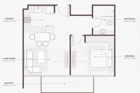 Apartament në Dubai Studio City, Emiratet e Bashkuara Arabe 1 dhomë gjumi, 55.4 m2. № 624543 - Foto 11