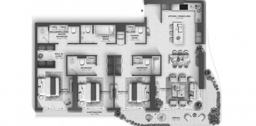 Apartment in The Mural in Maritime City, Dubai, UAE 3 bedrooms, 161.95 sq.m. № 590032