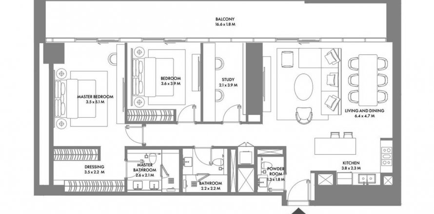 Byt v W Residences Dubai Harbour v Dubai Marina, SAE 2 ložnice, 162.48 m² Č.: 509903