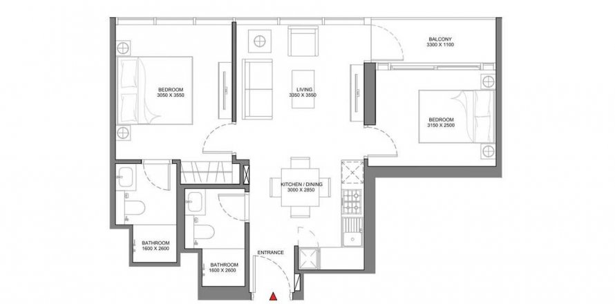 Apartment in Delphine Beach Residences in Umm Al Quwain, UAE 2 bedrooms, 60.76 sq.m. № 570134