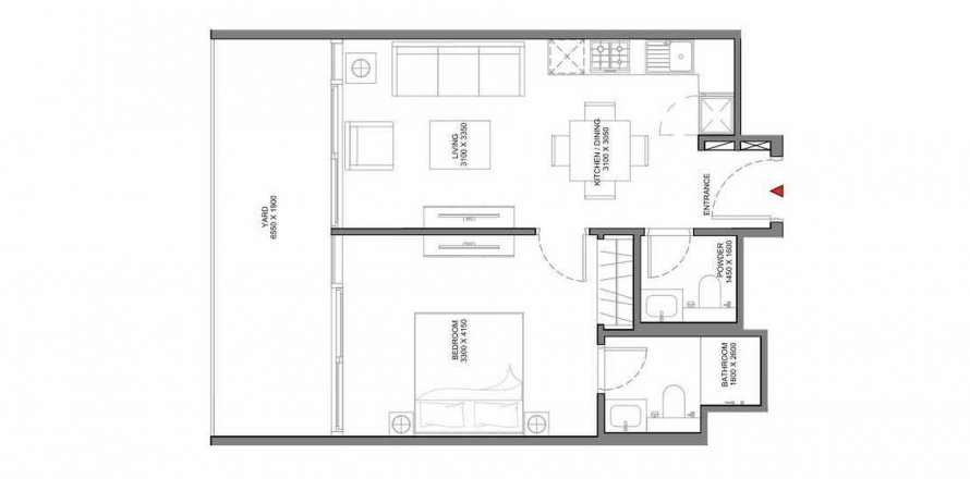 Apartment in Delphine Beach Residences in Umm Al Quwain, UAE 1 bedroom, 61.73 sq.m. № 570132