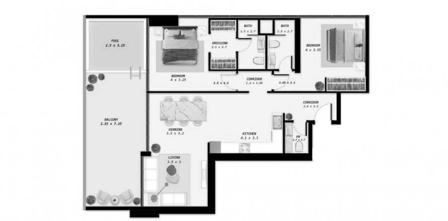 Apartment in Samana Park Meadows in Dubai Land, UAE 2 bedrooms, 121.2 sq.m. № 568995