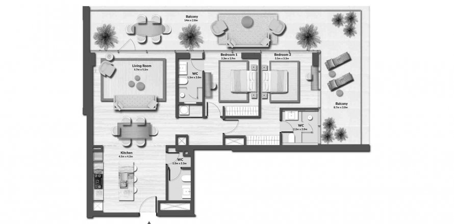 Byt v MASA RESIDENCE v Al Marjan Island, Ras Al Khaimah, SAE 2 ložnice, 133.2 m² Č.: 386847
