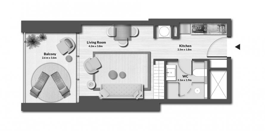 Apartment in MASA RESIDENCE in Al Marjan Island, Ras Al Khaimah, UAE 38.67 sq.m. № 386844