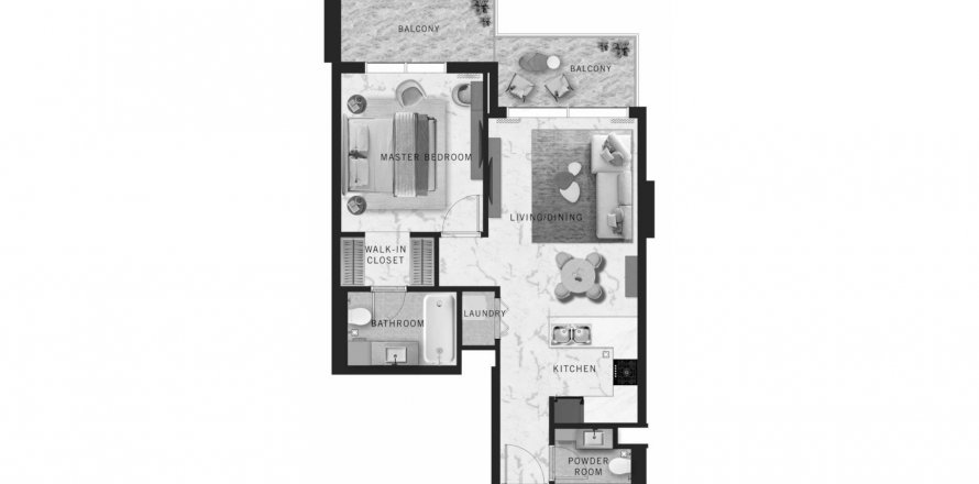 Квартира в DoubleTree by Hilton Residences в Аль-Сатва, Дубай, ОАЭ 2 комнаты, 75.15м2 № 616340