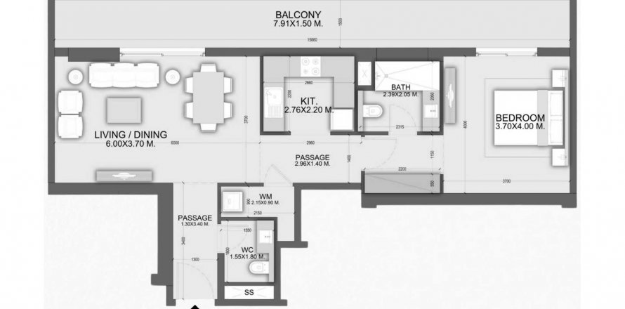Apartment in Dalmore Tower in Dubai Residence Complex, UAE 1 bedroom, 95.69 sq.m. № 621146
