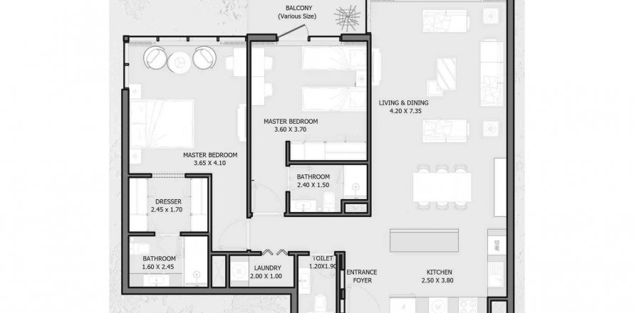 Apartmán v VERDANA 7 v Dubai Investment Park, SAE 2 spálne, 109.72 m2 č. 573641