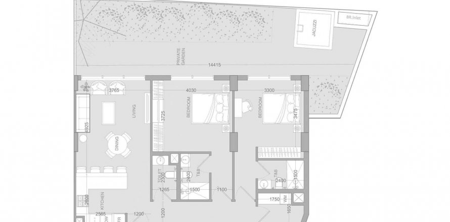 Apartament në Ir1dian Park 2 në Jumeirah Village Circle, Dubai, Emiratet e Bashkuara Arabe 2 dhoma gjumi, 154.08 m2. № 586026