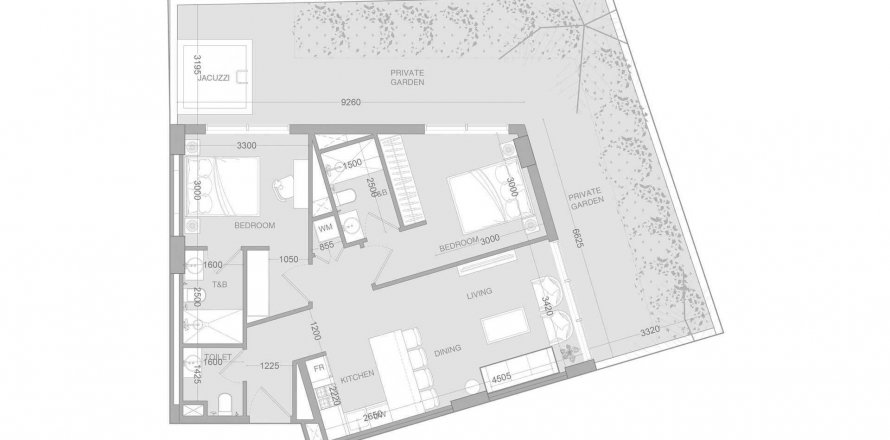 Apartament në Ir1dian Park 2 në Jumeirah Village Circle, Dubai, Emiratet e Bashkuara Arabe 2 dhoma gjumi, 139.3 m2. № 586025