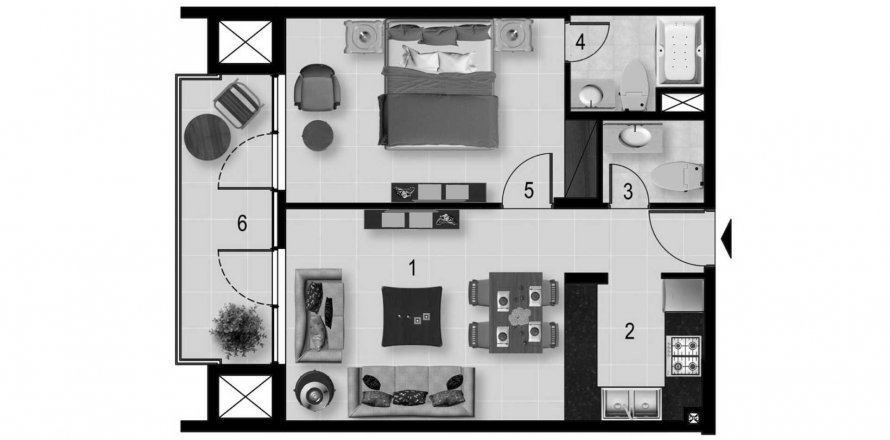 Byt v Maya 3 v Dubai Land, SAE 1 ložnice, 71.41 m² Č.: 568818