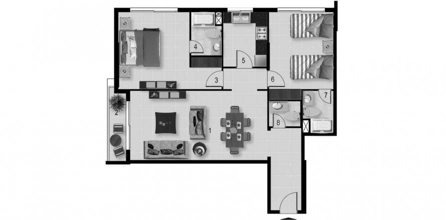 Квартира в Maya 3 в Dubai Land, Дубай, ОАЕ 2 спальні, 117.31м2 № 568819