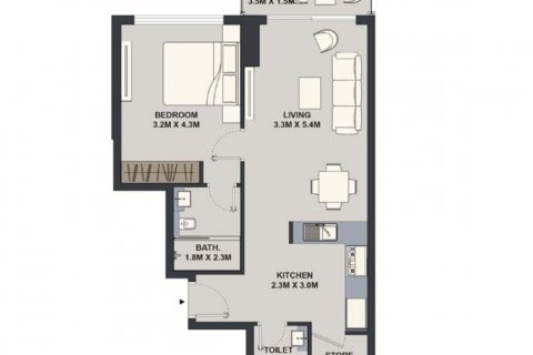 Byt v Maison Elysee 2 v Jumeirah Village Circle, Dubai, SAE 1 ložnice, 66.62 m² Č.: 577370 - fotografie 2