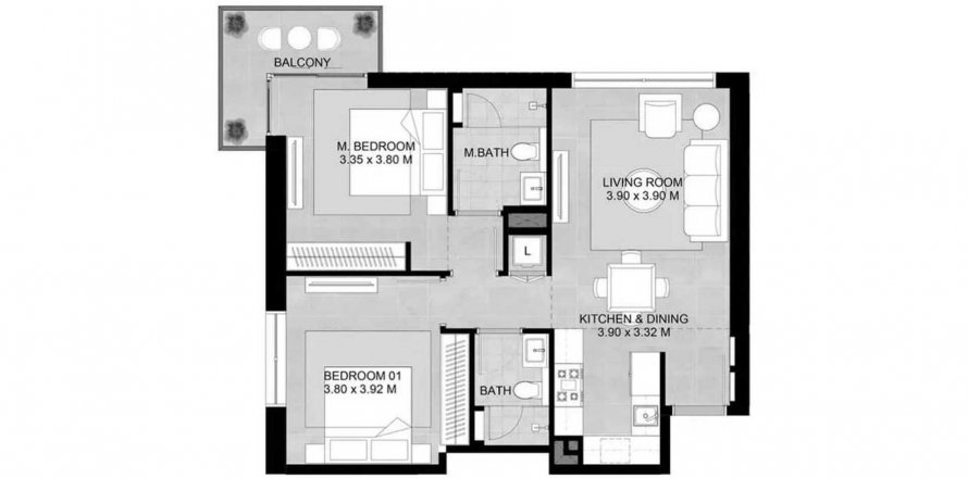 Apartment in Augusta in Town Square, Dubai, UAE 2 bedrooms, 80 sq.m. № 590043