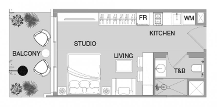 Korter asukohaga VERDAN1A 4 asukohaga Dubai Land, AÜE: 40.31 m² Nr 610692