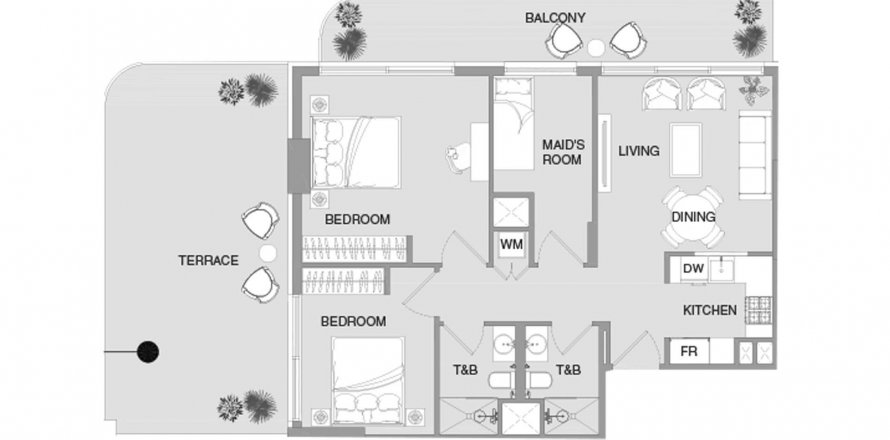 Byt v VERDAN1A 4 v Dubai Land, SAE 2 ložnice, 133.55 m² Č.: 610696