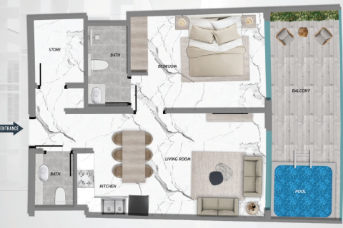 Byt v Majan, Dubai, SAE 1 ložnice, 70 m² Č.: 600116 - fotografie 18