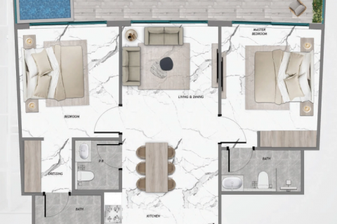 Apartmen di Majan, Dubai, UAE 2 bilik tidur, 100 meter persegi № 600117 - foto 18