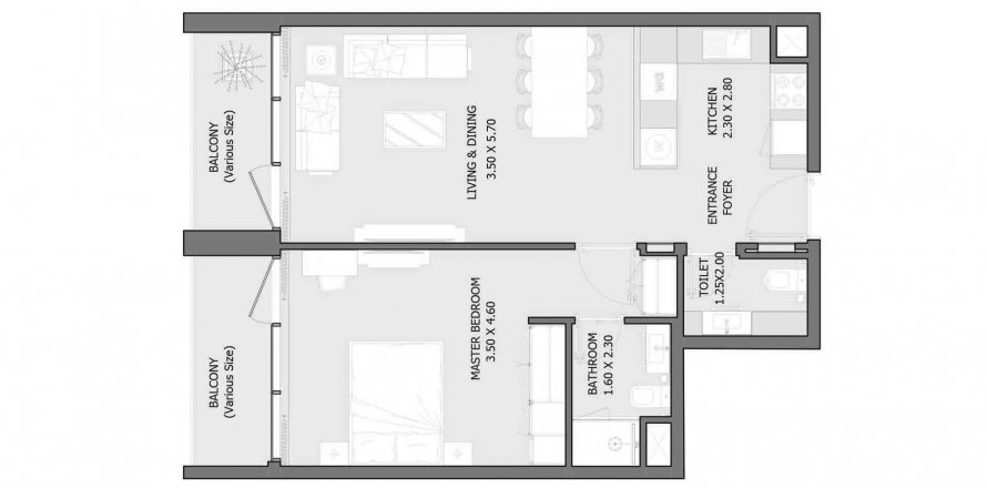 Byt v VERDANA 10 v Dubai Investment Park, SAE 1 ložnice, 68.56 m² Č.: 573828
