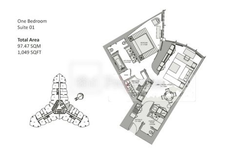 阿联酋 Dubai Downtown Dubai (Downtown Burj Dubai) 待租 : 1 卧, 97.5 平方米 , 编号576387 - 照片 19