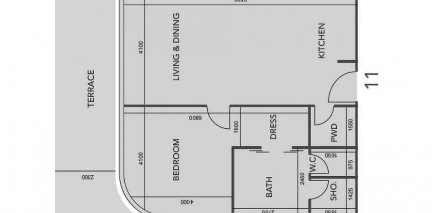 Пәтер қабат жоспары «1BR», 1 жатын бөлме Cotier House