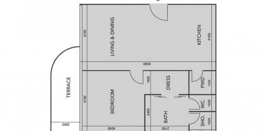 Floor plan «1BR», 1 bedroom, in Cotier House