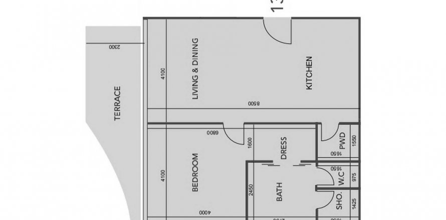 Floor plan «1BR», 1 bedroom, in Cotier House