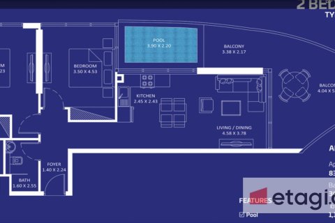 Byt v Maritime City, Dubai, SAE 2 ložnice, 110 m² Č.: 570404 - fotografie 4