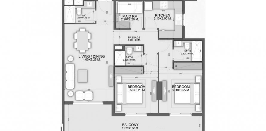 Apartment in Dalmore Tower in Dubai Residence Complex, UAE 2 bedrooms, 117.52 sq.m. № 621149