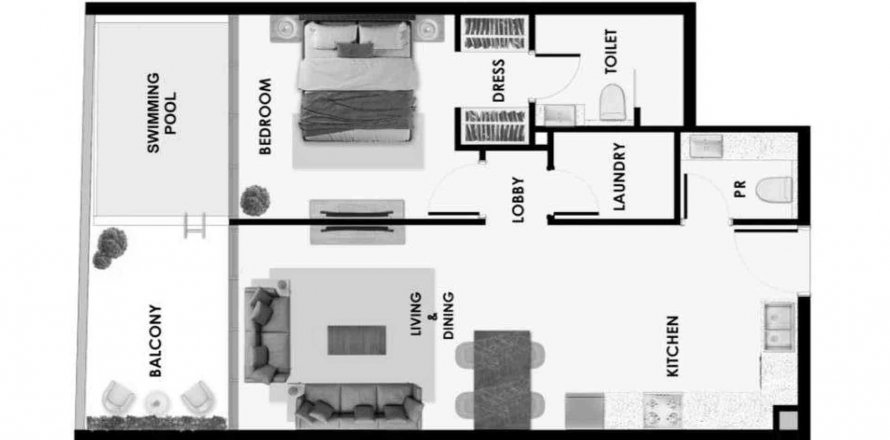 Пәтер Samana Ibiza, Dubai Land, Дубай, БАӘ-да 1 жатын бөлме, 74.95 м² № 569007