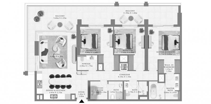 Byt v Altus v Dubai Creek Harbour (The Lagoons), SAE 3 ložnice, 179.02 m² Č.: 548325