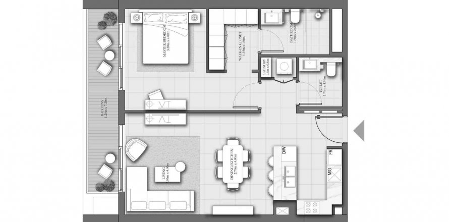 Apartmen di ROMA RESIDENCES di Jumeirah Village Circle, Dubai, UAE 1 bilik tidur, 82.58 meter persegi № 430323